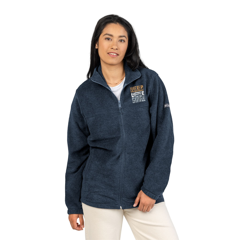 Embroidered 'keep life simple' Columbia Fleece Jacket