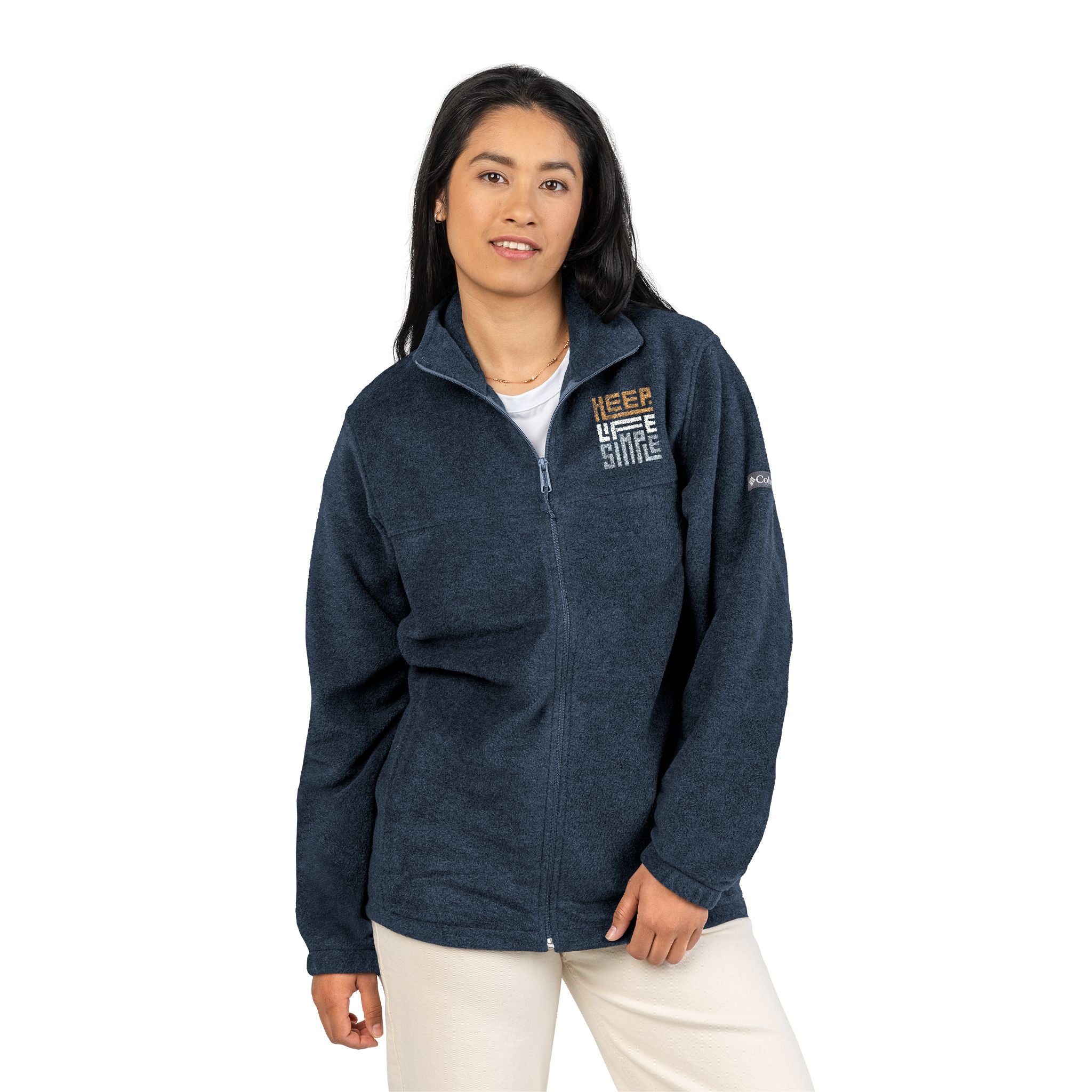 Embroidered 'keep life simple' Columbia Fleece Jacket