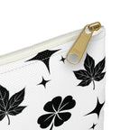 Monogram Floral Accessory Pouch — Black & White Lucky Clover Pattern