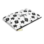 Monogram Floral Accessory Pouch — Black & White Lucky Clover Pattern