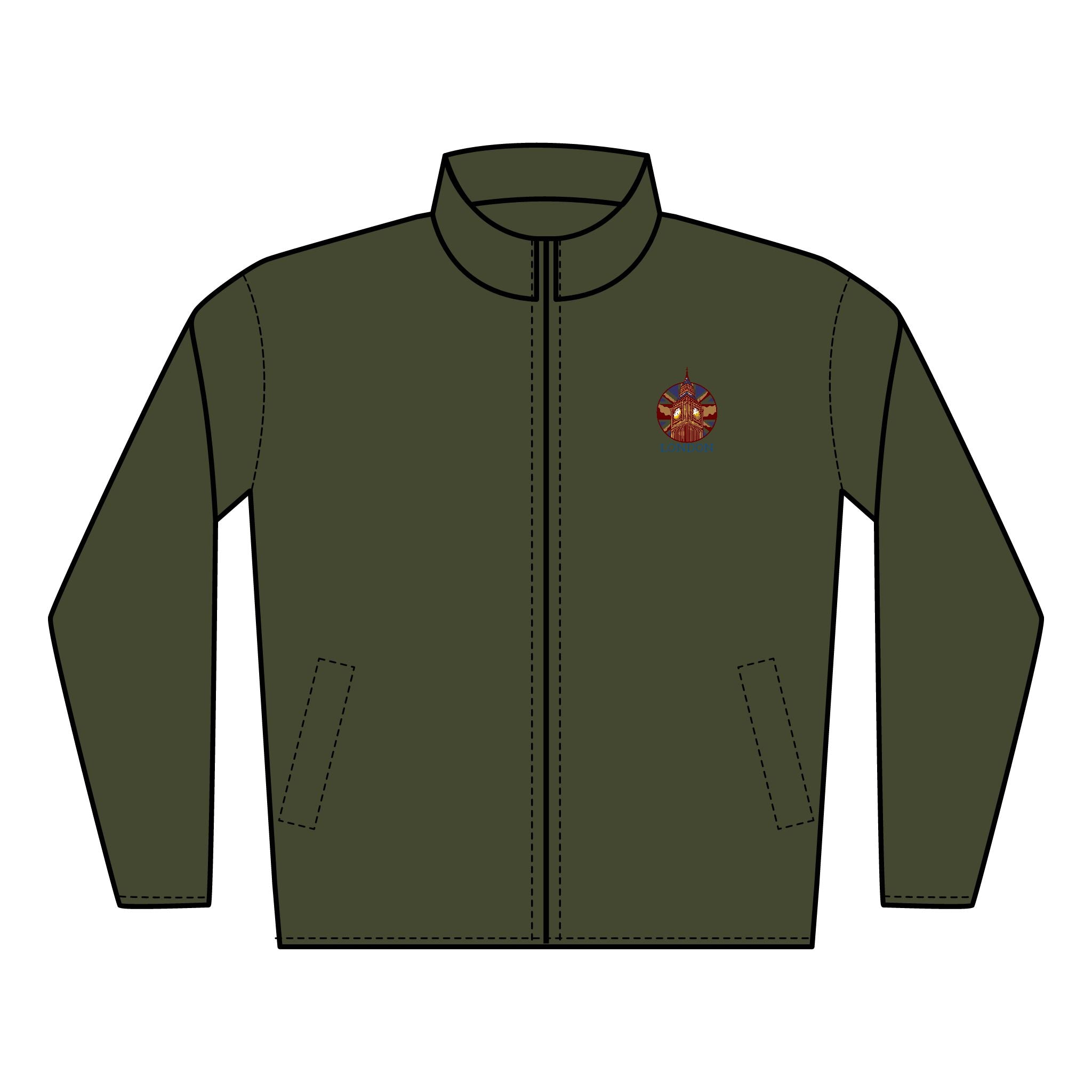 Quilted Embroidered Jacket — Compass Flame Chest Patch, Lightweight Full‑Zip Outerwear