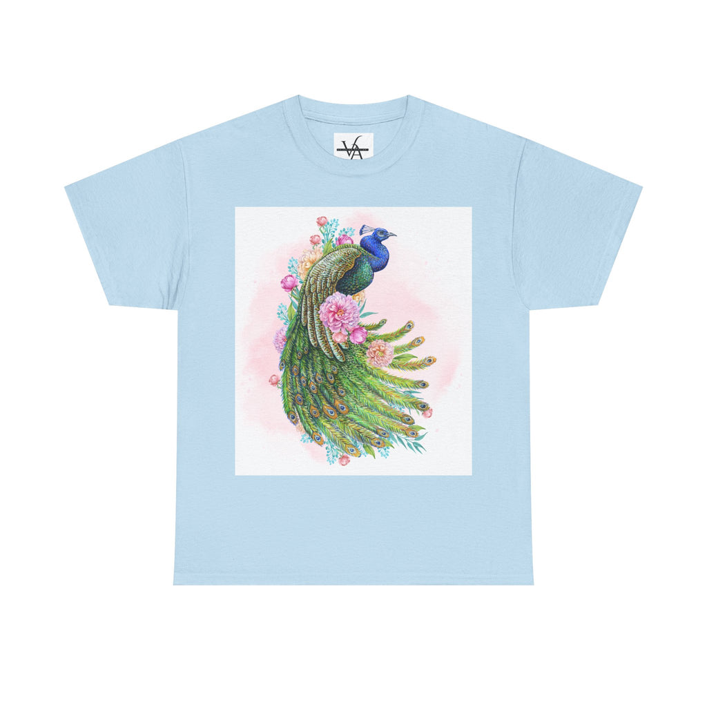 Peacock Floral Unisex Heavy Cotton T-shirt