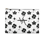 Monogram Floral Accessory Pouch — Black & White Lucky Clover Pattern