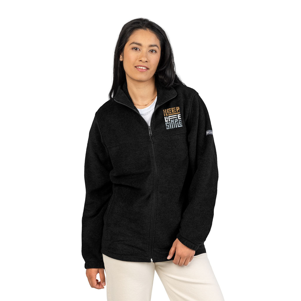 Embroidered 'keep life simple' Columbia Fleece Jacket